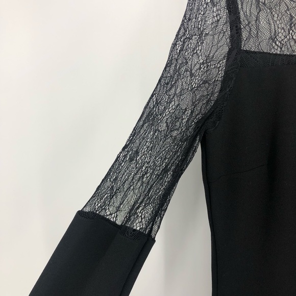 NWOT Misguided Black Long Sleeve Lace Midi Dress Sz 12 - Picture 2 of 5